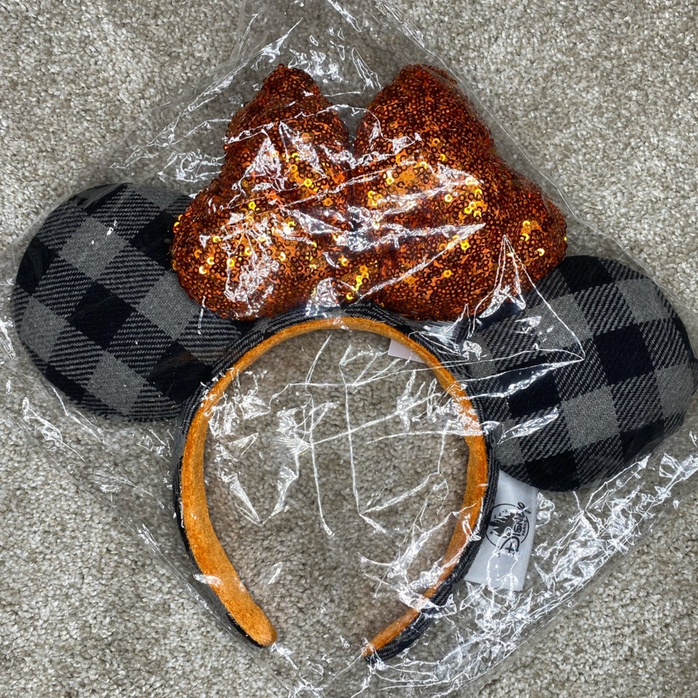 Disney Parks Halloween buffalo check/buffalo plaid Minnie Mouse ears.